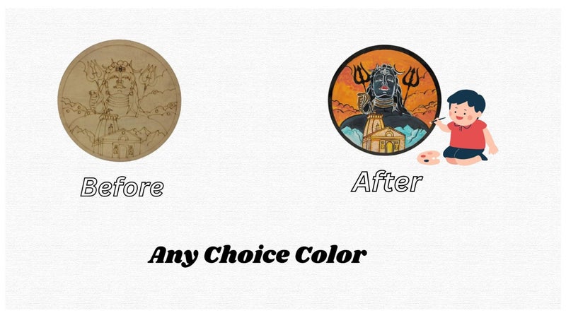 HIART24 HiART 24 Lord Shiva KEDARNATH Design PREMARKED MDF Cutout Base (12 X 12 INCH) for Craft Work Home Room Decor Artistic DIY Work - Image 4