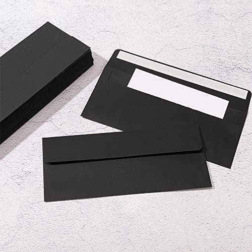 Wishop 100 Pack Colorful #10 Business Envelopes Self Seal Standard Envelopes for Office Checks, Business, Letter Mailing Invoices, 4.13 x 9.49 Inches (Black) - Image 4