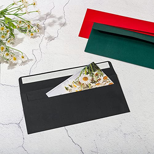 Wishop 100 Pack Colorful #10 Business Envelopes Self Seal Standard Envelopes for Office Checks, Business, Letter Mailing Invoices, 4.13 x 9.49 Inches (Black) - Image 5