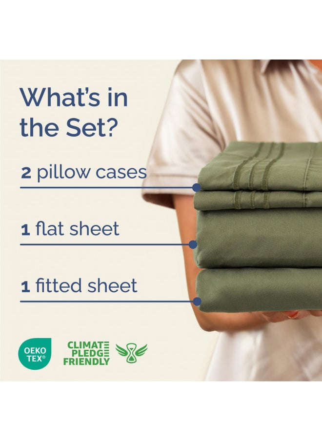 CGK Unlimited - California King Size Sheet Set - Breathable & Cooling - Hotel Luxury Bed Sheets - Extra Soft - Deep Pockets - Easy Fit - 4 Piece Set - Wrinkle Free - Comfy Sage Green Bed Sheets - Cali Kings Sheet - Image 1