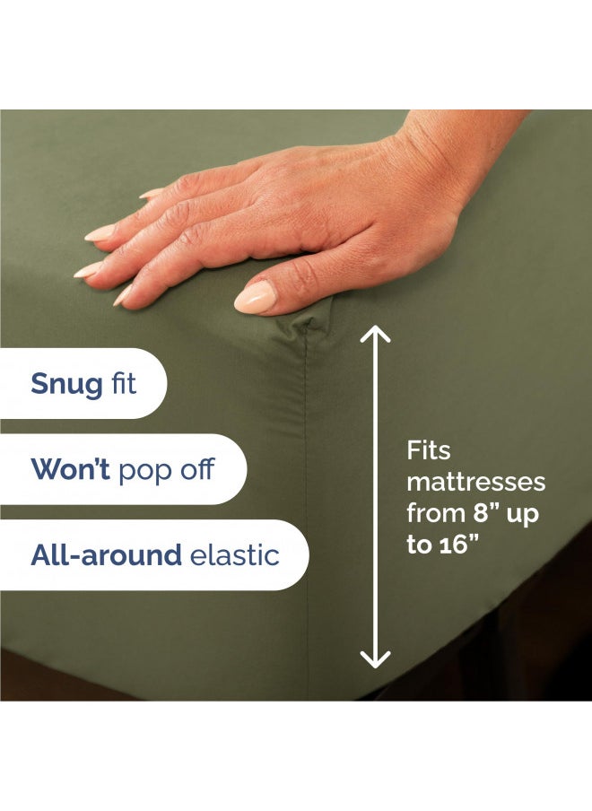 CGK Unlimited - California King Size Sheet Set - Breathable & Cooling - Hotel Luxury Bed Sheets - Extra Soft - Deep Pockets - Easy Fit - 4 Piece Set - Wrinkle Free - Comfy Sage Green Bed Sheets - Cali Kings Sheet - Image 1