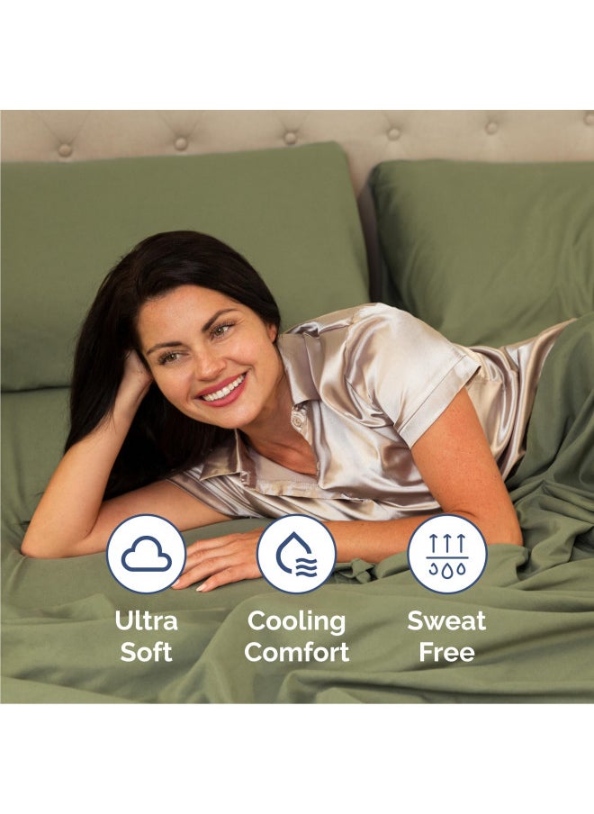 CGK Unlimited - California King Size Sheet Set - Breathable & Cooling - Hotel Luxury Bed Sheets - Extra Soft - Deep Pockets - Easy Fit - 4 Piece Set - Wrinkle Free - Comfy Sage Green Bed Sheets - Cali Kings Sheet - Image 1
