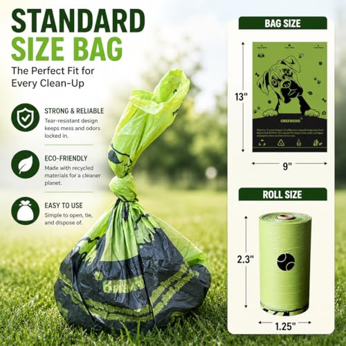CHEFNENO Doggy Poop Bags Biodegradable with Dispenser (1440 Bags) Eco-friendly Dog Waste Pickup Bags Landfill-friendly Refill Rolls Cat Waste Bags (Green, 72 Rolls, Unscented) - Image 3