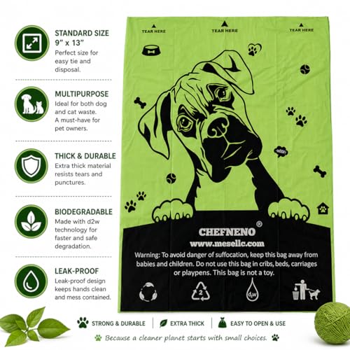 CHEFNENO Doggy Poop Bags Biodegradable with Dispenser (1440 Bags) Eco-friendly Dog Waste Pickup Bags Landfill-friendly Refill Rolls Cat Waste Bags (Green, 72 Rolls, Unscented) - Image 2