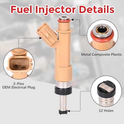 RLP Fuel Injectors 232500T020 Set of 4 Compatible with Toyota Corolla 20092019 Matrix 20092013 Scion xD 20082009 18 L Replace 2320909140 2320939145 12 Holes - Image 3