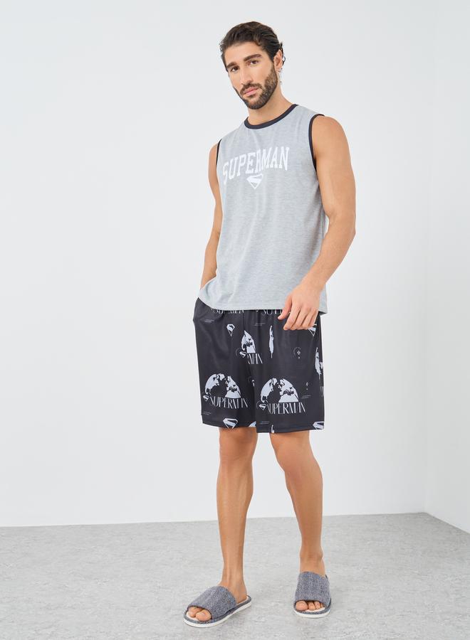 Styli Superman Slogan Print Tank and Shorts Set - Image 1