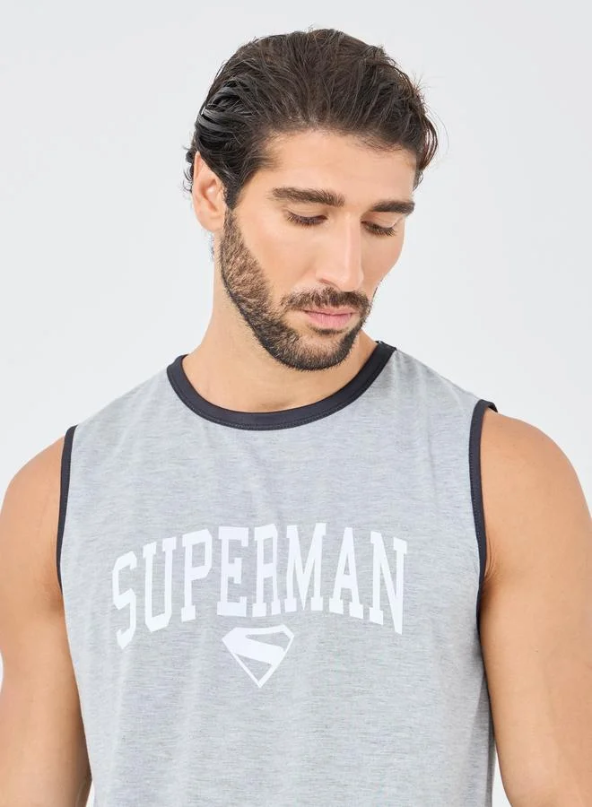 Styli Styli Superman Slogan Print Tank and Shorts Set