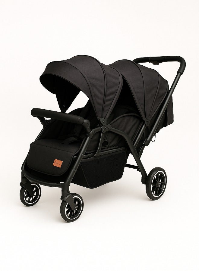 Kidilo Twin Stroller, Foldable Double Stroller for Newborns and Toddlers with Canopy and Storage Basket, Product Code LB200 - Image 1