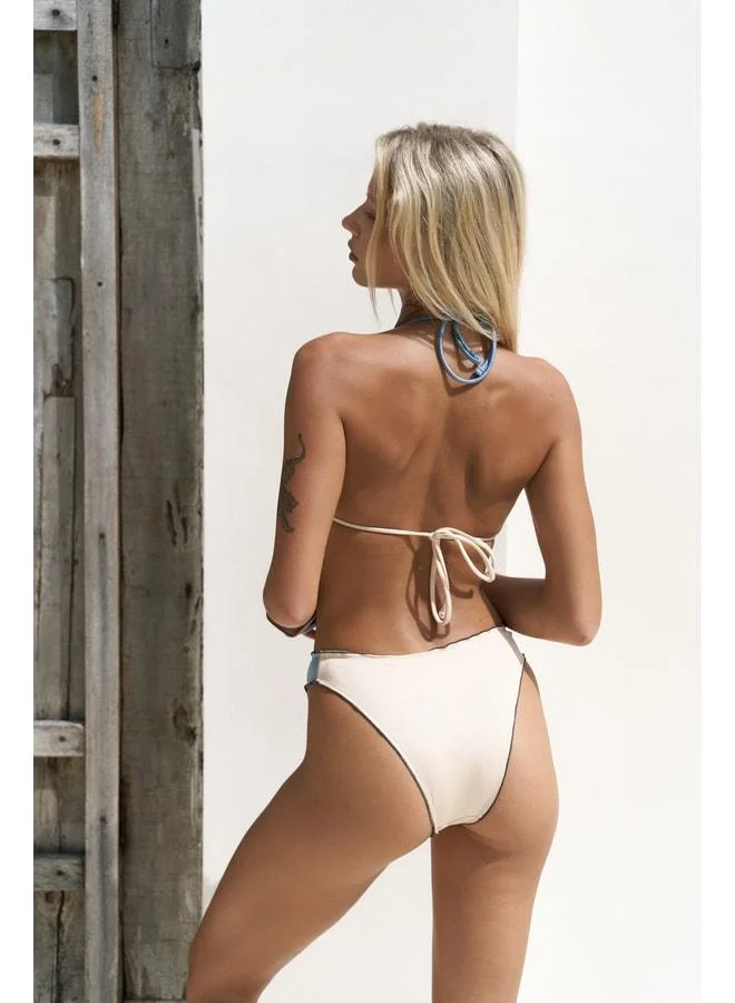 Bohemai  Adira Side-Tie Double-Pattern Blue Bikini Bottom. for Women | Best Price UAE