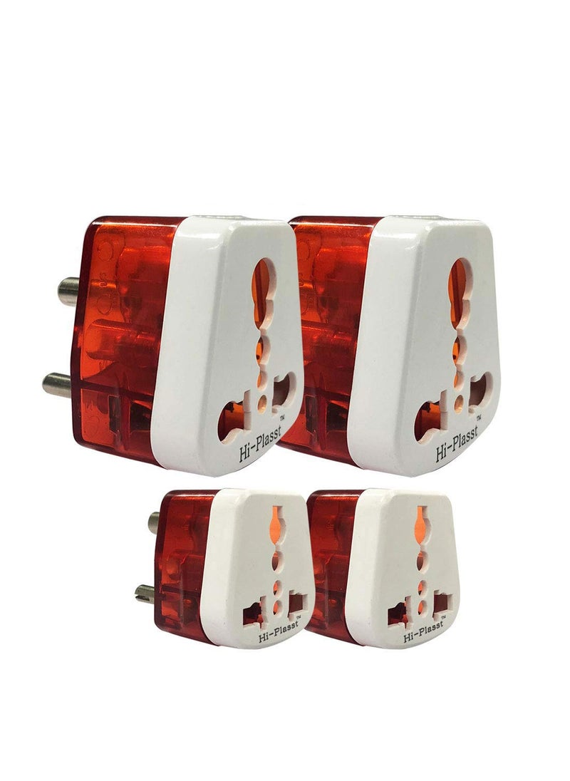 HI PLASST PINS N PLUGS HiPLASST Conversion Plugs 5A 13A 6A 16A Pack of 4 3pin Travel Converter Plugs with Universal Socket for All Types of Indian and International Plugs  - Image 1