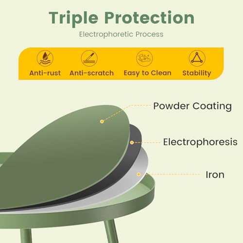 danpinera Outdoor Side Tables, Weather Resistant Steel, Small Round End Table for Patio Yard Balcony Garden Bedside Black - Image 2