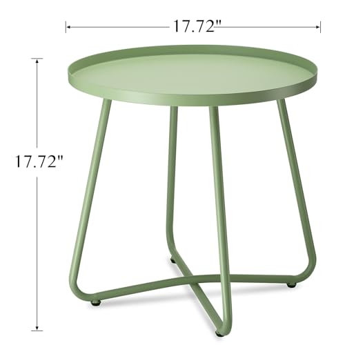 danpinera Outdoor Side Tables, Weather Resistant Steel, Small Round End Table for Patio Yard Balcony Garden Bedside Black - Image 3