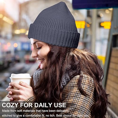 NORTHWIND Ribbed Winter Cap for Men and Women, Beanie Woolen Cap for Women, Winter Wear, Beanie Cap for Men, Woolen Cap for Man (Dark Grey) - Image 3