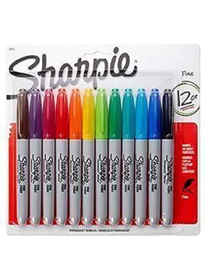 Sharpie 12-Piece Fine Point Permanent Marker Set Multicolour - Image 1
