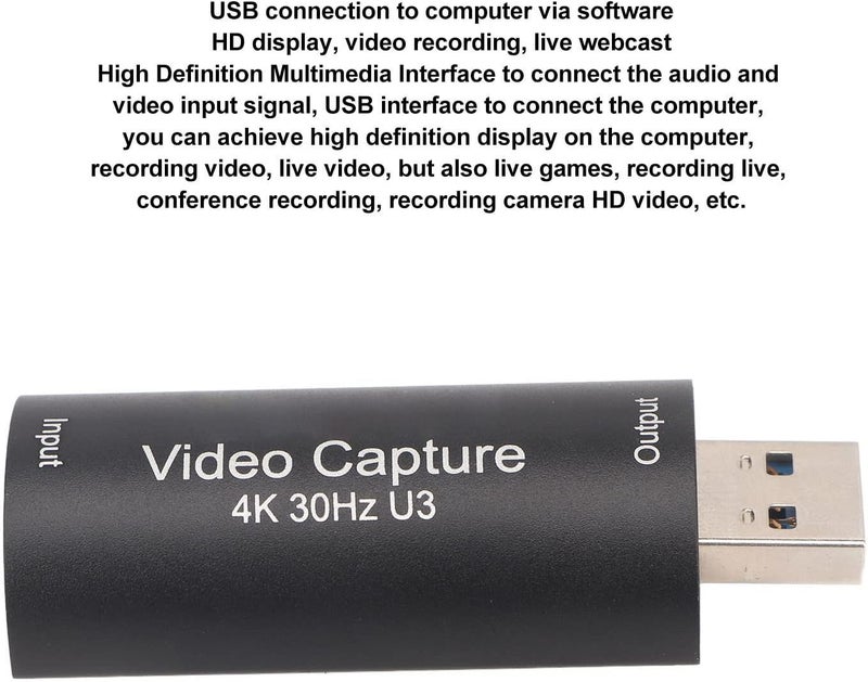 Portable 4K 30Hz Video Acquisition Card with USB 3.0 Plug and Play 1080P 60FPS Game Seize Device for Teaching, Imaging, and Live Gaming Entertainment - Image 2