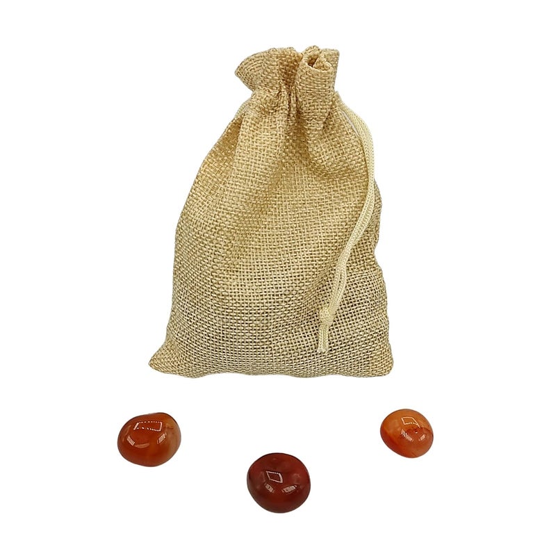 Plus Value Plus Value Natural Carnelian Tumbled Pebbles Stone Reiki Healing Vastu Feng Shui 50grams Jute Bag  - Image 4