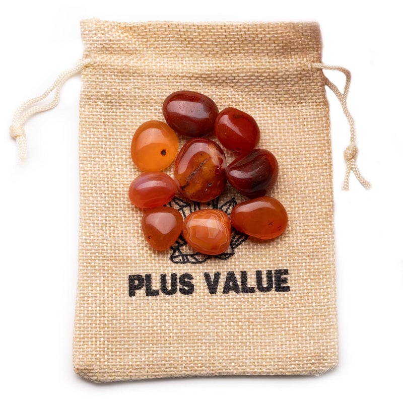 Plus Value Plus Value Natural Carnelian Tumbled Pebbles Stone Reiki Healing Vastu Feng Shui 50grams Jute Bag  - Image 1