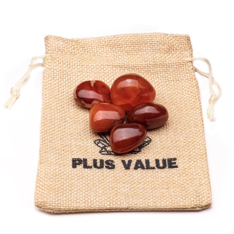 Plus Value Plus Value Natural Carnelian Tumbled Pebbles Stone Reiki Healing Vastu Feng Shui 50grams Jute Bag  - Image 3