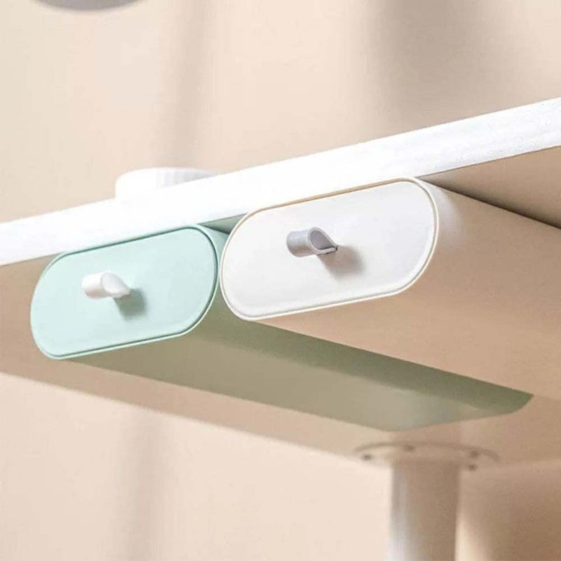 ZURATO Plastic Organizer Box Storage Box Container Under Desk Drawer Selfadhesive Pencil Tray Cosmetics Case Pen Barrel Table Storage Box - Image 1