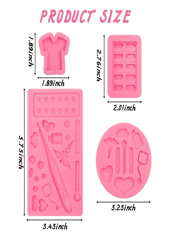 Caregene Medical Apparatus Tablet Silicone Mold Nurse Hat Stethoscope Bottle Bandage Thermometer Chocolate Molds Medical Pill Tablets Molds for Nurse's Day Cupcake Cake Topper Decoration Candy Clay Resin - Image 2