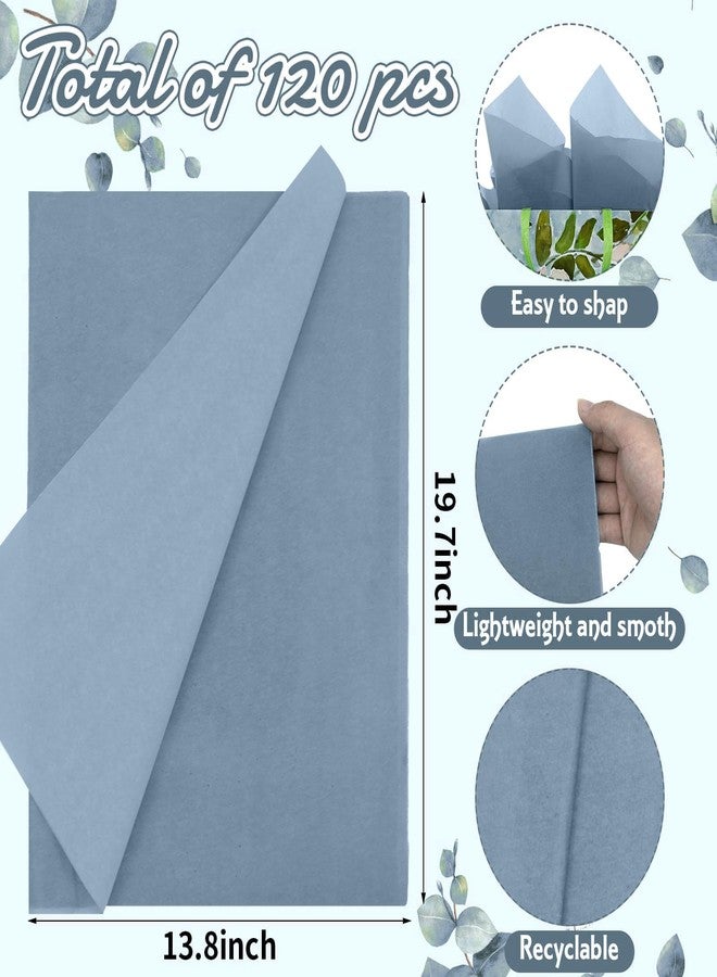 EROMAP 120 Sheet Dusty Blue Tissue Paper Pastel Blue Gift Wrapping Paper Bulk Art Craft for Gift Bags Baby Shower Wedding Birthday Party Decor, 20 X 14’’ - Image 2