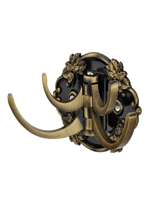 Indeed Flower Design Brass Antique Cloth Hook, Robe Hook/Cloth-Towel Hanger Bathroom Accessories/4 Pin Wall Mounted Movable Key Stand Key Holder for Home & Office - Image 3