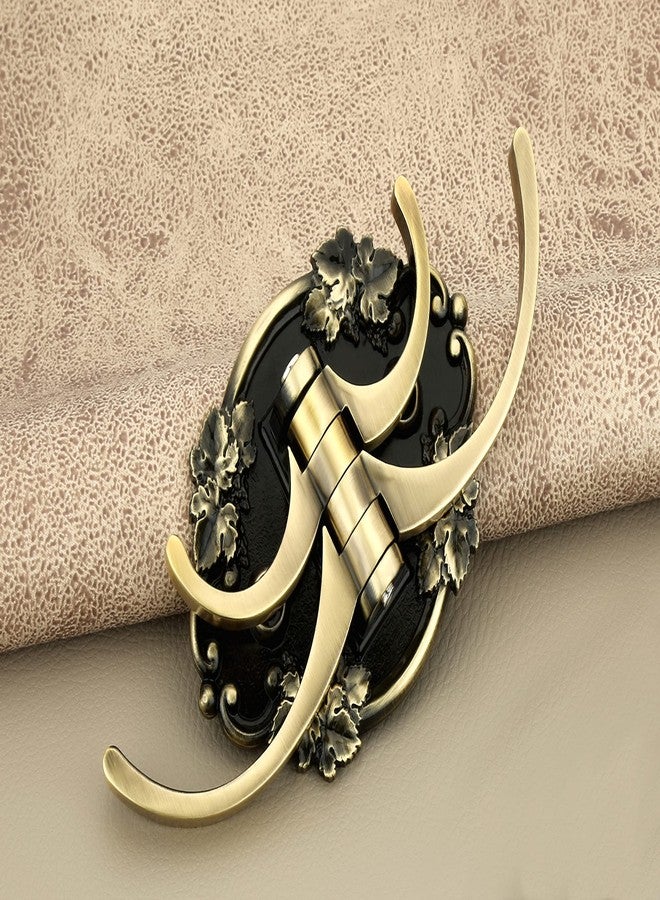 Indeed Flower Design Brass Antique Cloth Hook, Robe Hook/Cloth-Towel Hanger Bathroom Accessories/4 Pin Wall Mounted Movable Key Stand Key Holder for Home & Office - Image 1