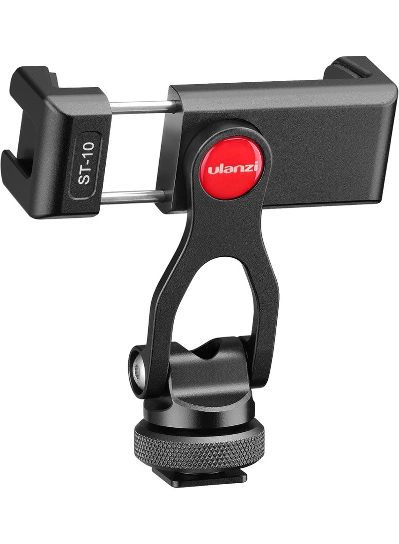 يولانزي حامل هاتف معدني ULANZI ST-10 للترايبود – مشبك قابل للتعديل مع قاعدة باردة ومسمار تثبيت 1/4" لهواتف iPhone وSamsung وأندرويد – مناسب للترايبود والستاندات والريغات - Image 1