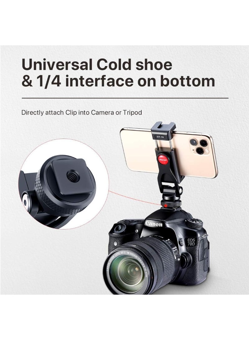 يولانزي حامل هاتف معدني ULANZI ST-10 للترايبود – مشبك قابل للتعديل مع قاعدة باردة ومسمار تثبيت 1/4" لهواتف iPhone وSamsung وأندرويد – مناسب للترايبود والستاندات والريغات - Image 4