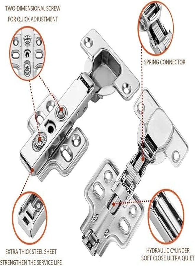 MURTISIDDH Stainless Steel 304 Grade Anti Rust Full Overlay '0' Crank Hydraulic Soft Close Auto Hinges for Cabinets/Cupboards (Pack of 1 Pair / 2 Pcs) 4 Hole Mounting Plate - Image 4