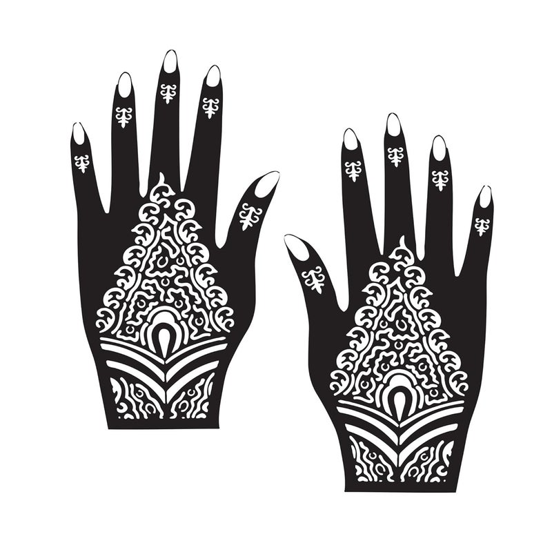 ivana's Ivanas Mehndi Stencil Design Set of  2 Piece  Henna Tattoo stencil for Women Girls and kids  Easy to use in just 4 steps  Mehandi Sticker  IVH95 - Image 1