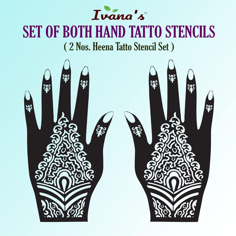 ivana's Ivanas Mehndi Stencil Design Set of  2 Piece  Henna Tattoo stencil for Women Girls and kids  Easy to use in just 4 steps  Mehandi Sticker  IVH95 - Image 2