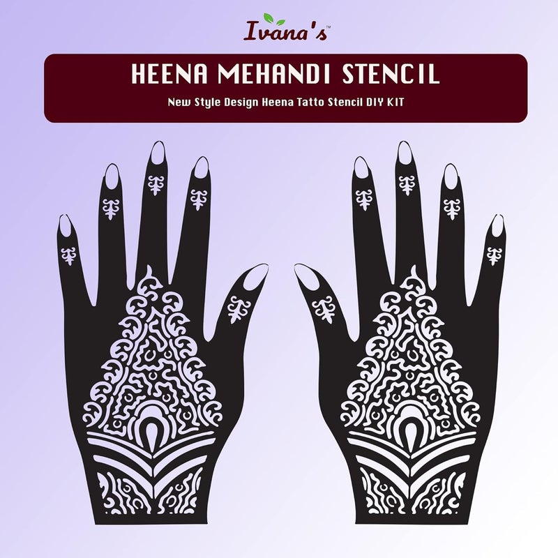 ivana's Ivanas Mehndi Stencil Design Set of  2 Piece  Henna Tattoo stencil for Women Girls and kids  Easy to use in just 4 steps  Mehandi Sticker  IVH95 - Image 3