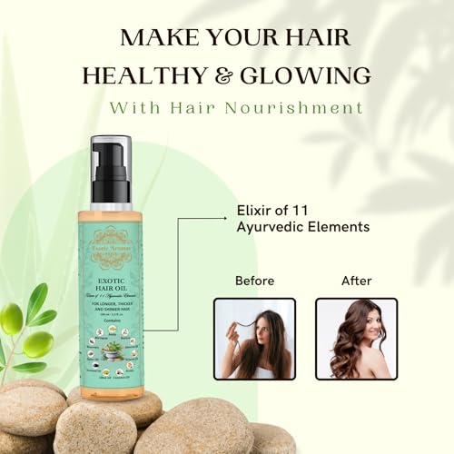 Exotic Aromas Hair Oil Blend of 11 Ayurvedic Herbs, 100 Ml, with Rosemary, Bhringraj, Bhrami, Amla, Almond Oil, For Thicker, Stronger & Shinier Hair - Image 3