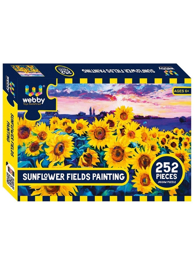 Webby Sunflower Fields Painting Jigsaw Puzzle, 252 Pieces - Kids - Image 1