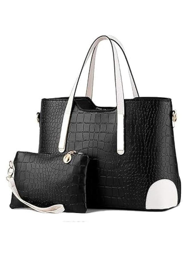 HOOKOR 2pcs Women Clacssic Tote Bag Fashion Handbag And Purses Ladies Shoulder Bag Top Handle Satchel Wallet Set  - Image 1