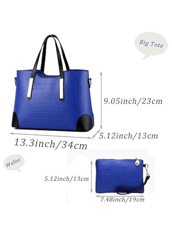 HOOKOR 2pcs Women Clacssic Tote Bag Fashion Handbag And Purses Ladies Shoulder Bag Top Handle Satchel Wallet Set  - Image 2