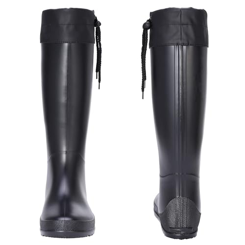 Asgard Women's Packable Tall Rain Boots Ultra Lightweight Garden Boots - NOT for Wide Calf, Jet Black 40 (size 9.5) - Image 4