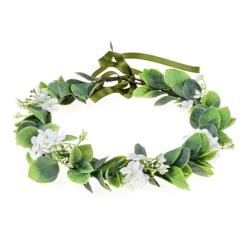 Love Sweety Succulent Flower Crown Eucalyptus Halo Wedding Floral Headband Photo Prop BWhite