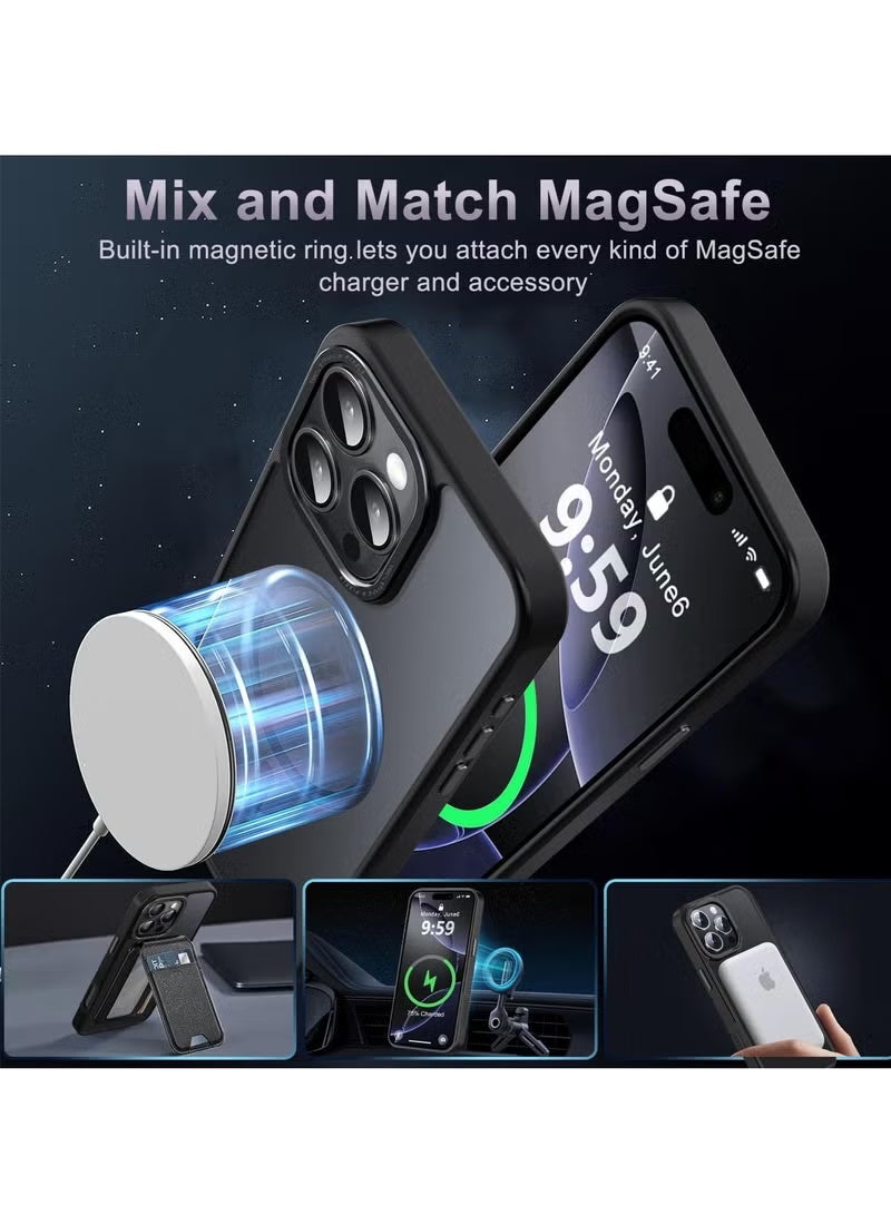 Gecomo iPhone 16 Pro MagSafe Case Magnetic Back Cover,【Full Shockproof Protection】Translucent Matte Back, Slim Phone Cover with Strong Magnet for Apple 16 Pro (2024)(Black) - Image 2