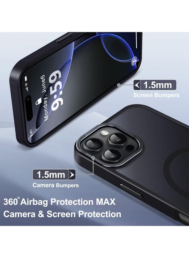 Gecomo iPhone 16 Pro MagSafe Case Magnetic Back Cover,【Full Shockproof Protection】Translucent Matte Back, Slim Phone Cover with Strong Magnet for Apple 16 Pro (2024)(Black) - Image 5