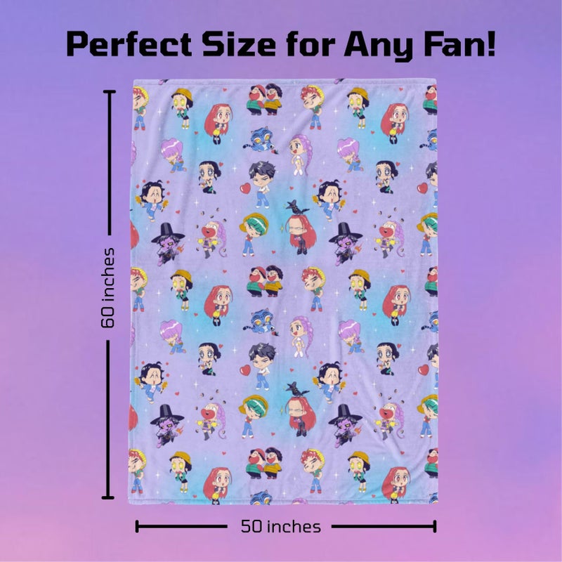 Jay Franco Kids Plush Throw Blanket â€“ Ultra Soft Cozy Plush Fleece for Bed, Couch, Sofa, Home DÃ©cor, Official Licensed Huntrix and Saja Boys, Light Purple - Kpop Demon Hunters, 50x60 - Large Throw - Image 2