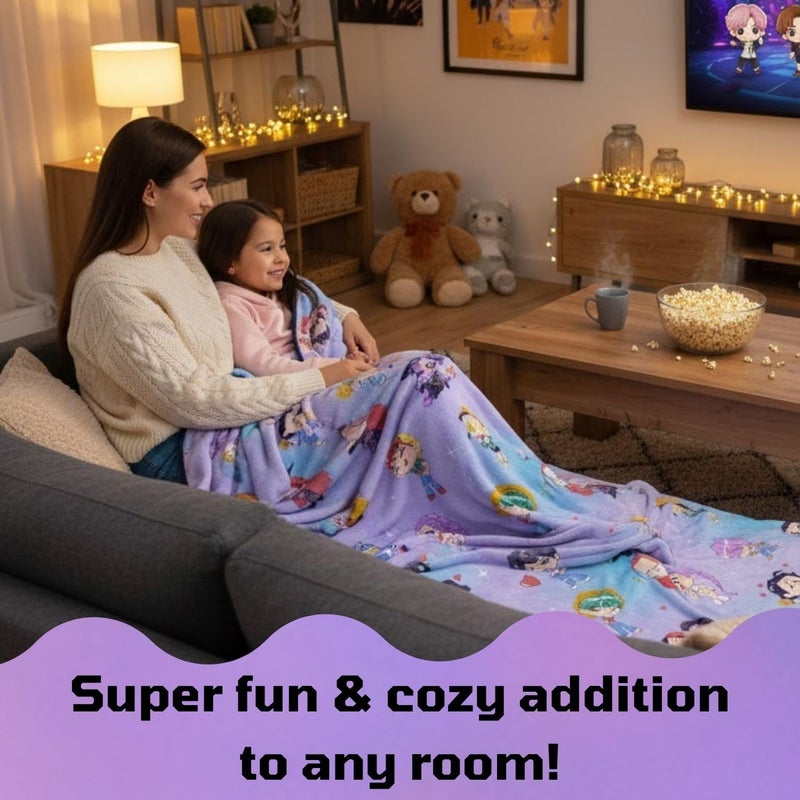 Jay Franco Kids Plush Throw Blanket â€“ Ultra Soft Cozy Plush Fleece for Bed, Couch, Sofa, Home DÃ©cor, Official Licensed Huntrix and Saja Boys, Light Purple - Kpop Demon Hunters, 50x60 - Large Throw - Image 3