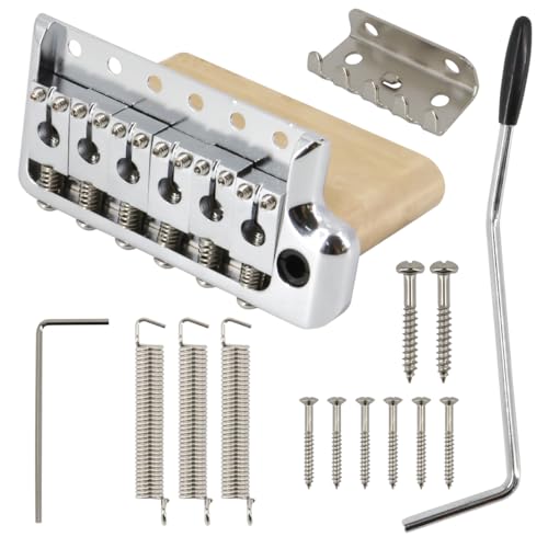 Domofa Tremolo Bridge for PRS Style Electric Guitar 525mm Full Solid Brass 6Screws Tremolo Bridge Silver - Image 1