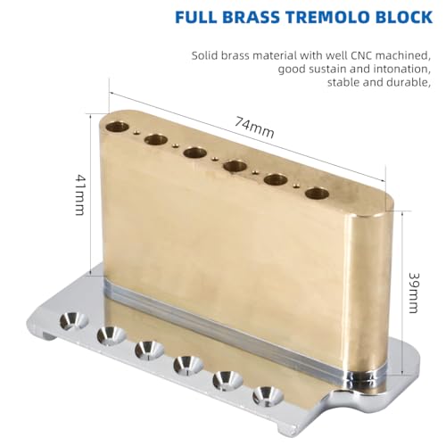 Domofa Tremolo Bridge for PRS Style Electric Guitar 525mm Full Solid Brass 6Screws Tremolo Bridge Silver - Image 3