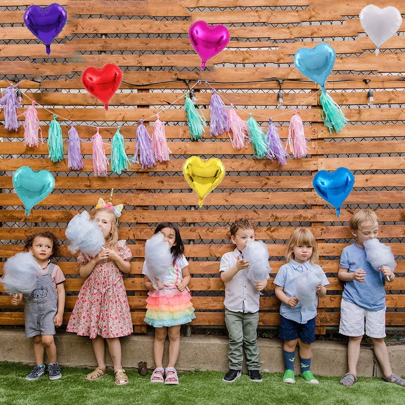 AnnoDeel 50 pcs 10 Inch Heart Foil Balloons, Multi-colored Heart Mylar Balloons Mixed Color for Wedding Birthday Baby Shower Party Decoration - Image 5