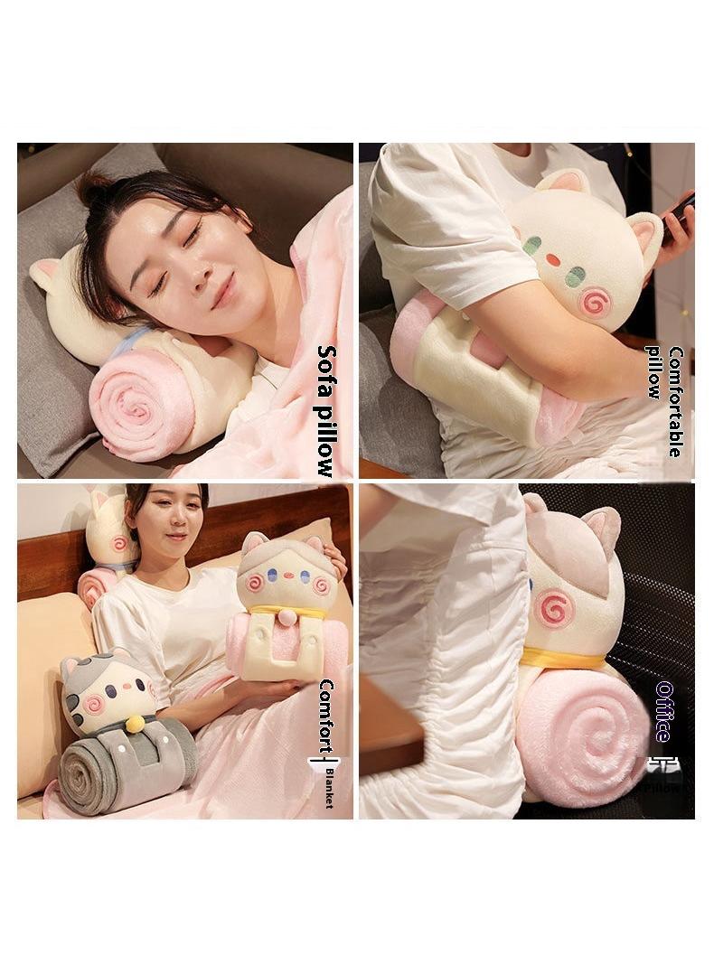 Bluejw بطانية بوليستر كرتونية مع دمية قطة بطانية تكييف هواء بطانية قيلولة مكتبية 80x100 سم - Image 3