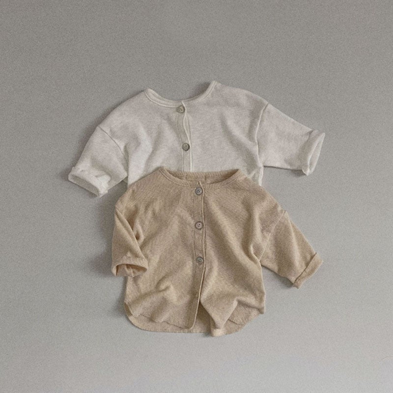 Korean-style Ins Baby and Young Childrens Wear Simple Fashionable Casual Cardigan Summer Thin Long-sleeved Baby Air-conditioning Suit Sun-protective Suit Creamy-white  - Image 3