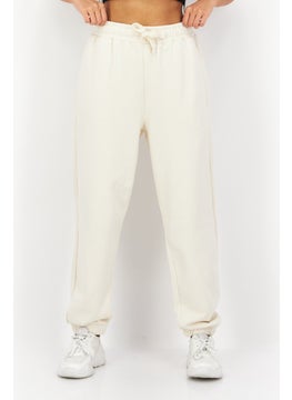 Women Regular Fit Plain Sweatpants, Beige