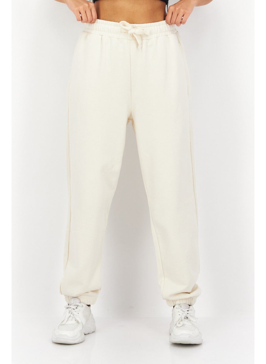 Tchibo - Women Regular Fit Plain Sweatpants, Beige - Image 1
